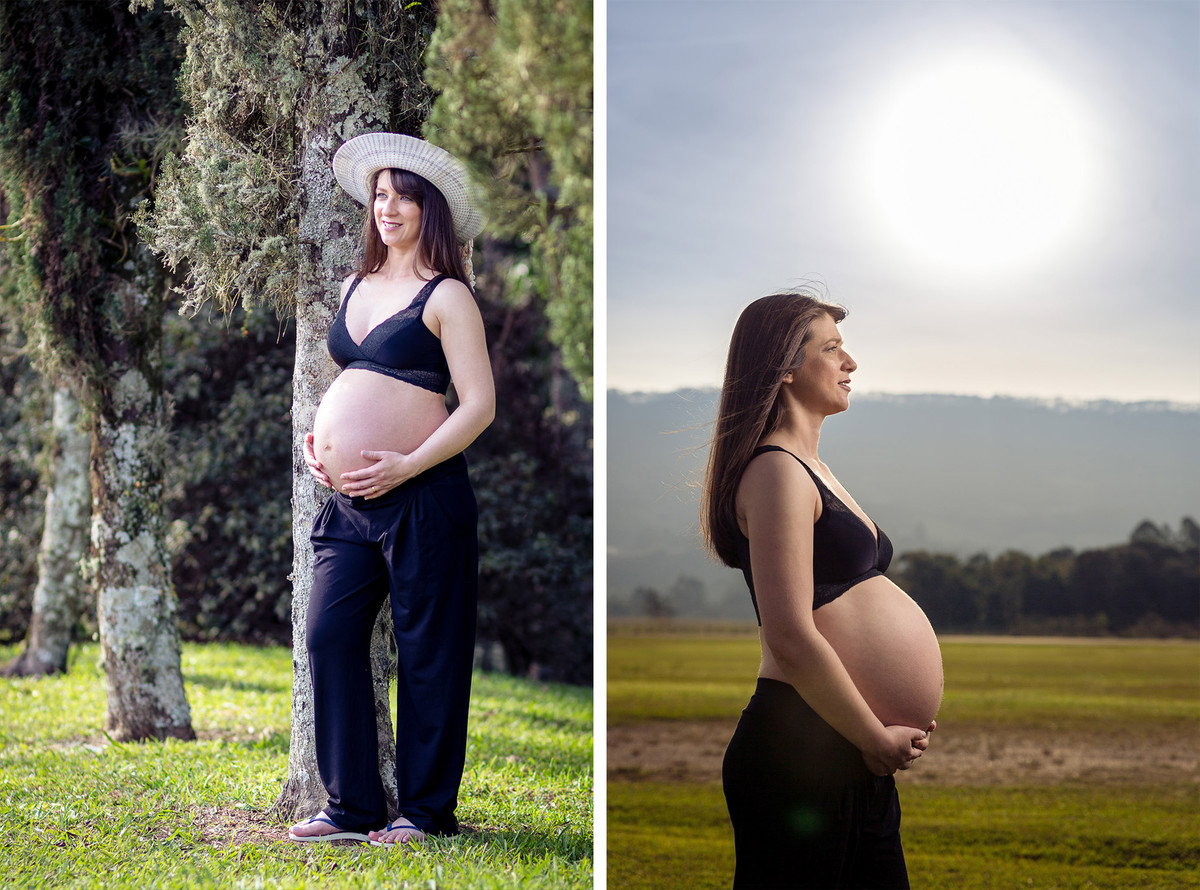 Gestante ao sol. Ensaio gestante, gestação Eliane e Rojânio. Fotografia de Eduardo Pasqualini Fotógrafo em Rio do Sul, Santa Catarina, Brasil.