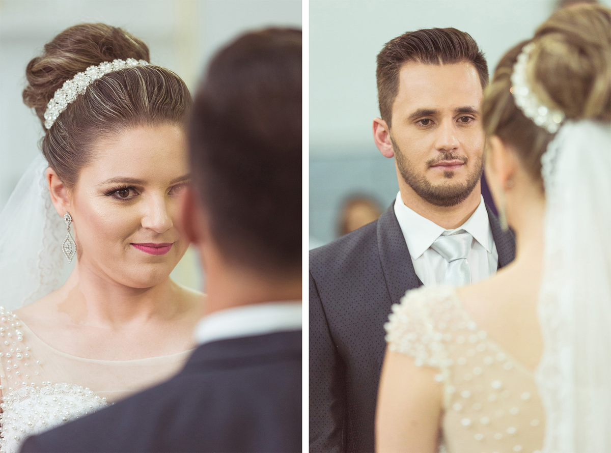 Troca de olhares. Casamento Maiara e Alessandro. Presidente Nereu, SC. Fotografia de Eduardo Pasqualini, fotógrafo de casamentos e ensaios em Rio do Sul, Santa Catarina.
