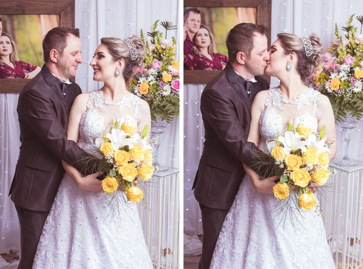 Noivos felizes. Casamento em Presidente Nereu. Thais e Maicon. Fotografia de Eduardo Pasqualini, fotógrafo de casamentos e ensaios em Rio do Sul, Santa Catarina.