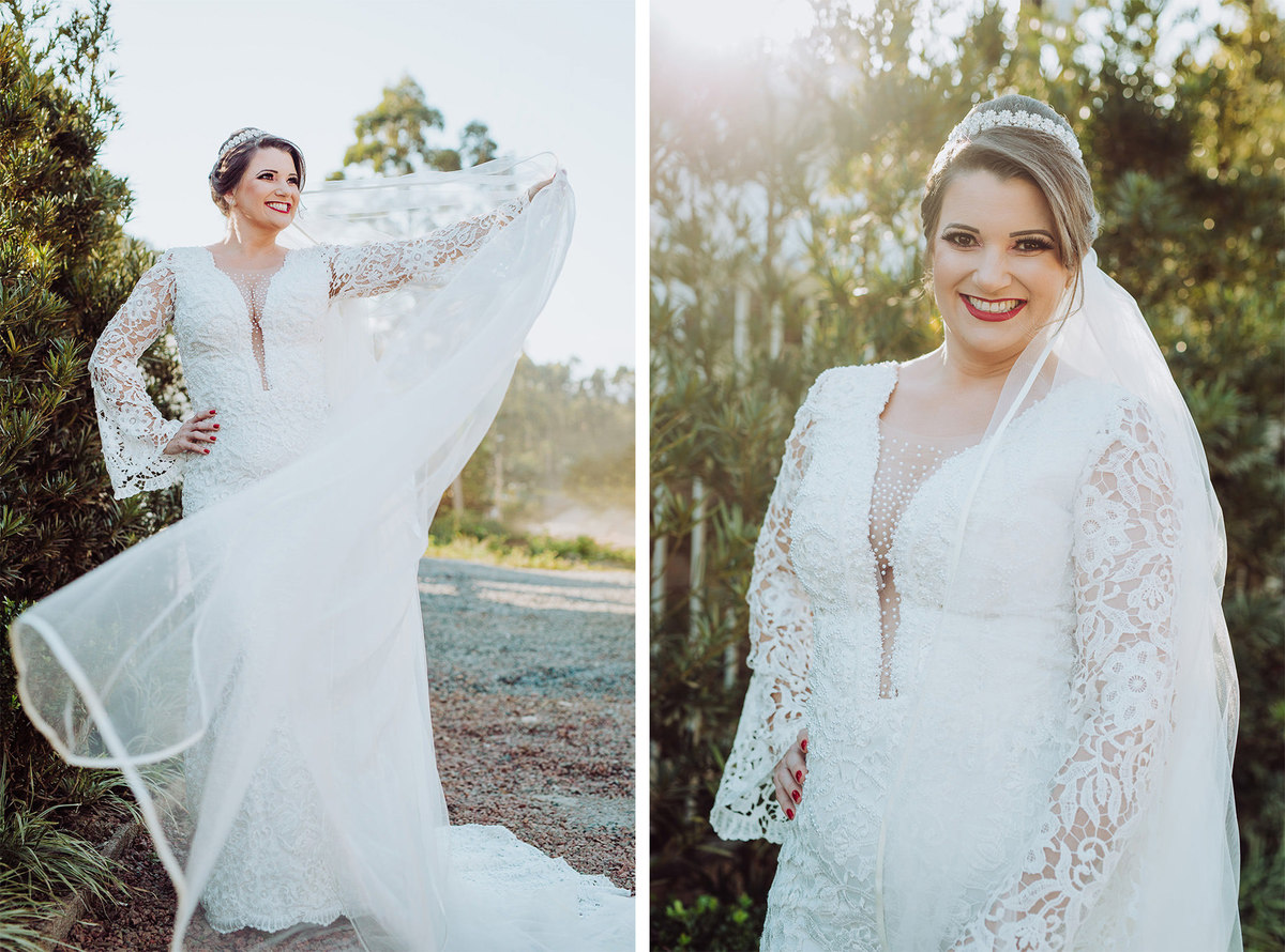 Vanessa no sei dia de noiva. Casamento ao ar livre, Vanessa e Daniel. Osteria La Campagnaga, Itoupava. Fotografia de Eduardo Pasqualini, fotógrafo de casamentos e ensaios em Rio do Sul, Santa Catarina.