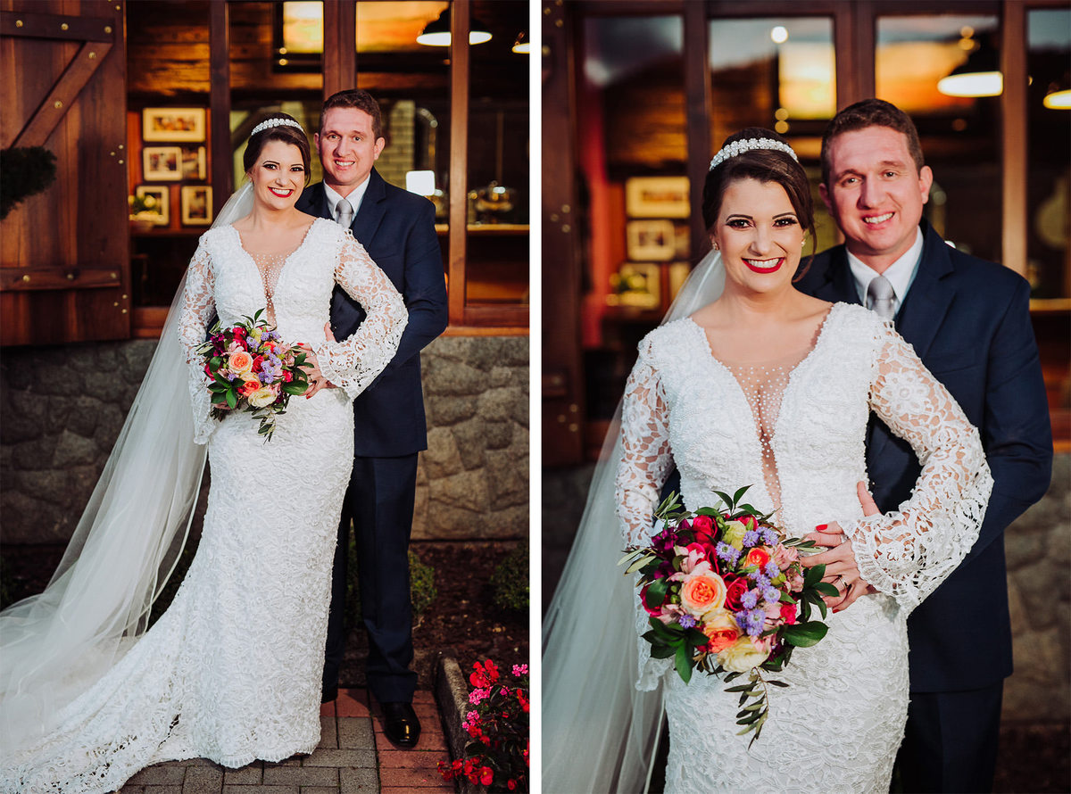 Casal de noivos na osteria em Rio do Sul. Casamento ao ar livre, Vanessa e Daniel. Osteria La Campagnaga, Itoupava. Fotografia de Eduardo Pasqualini, fotógrafo de casamentos e ensaios em Rio do Sul, Santa Catarina.