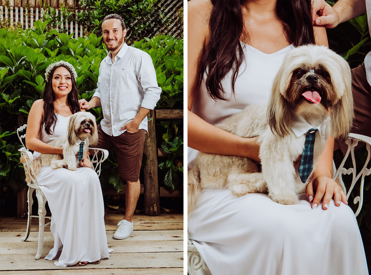 Casal com seu pet. Pre-Casamento Carla Mariane e Tiago. Sítio Pontal das Águas, Albertina. Fotografia de Eduardo Pasqualini, fotógrafo de casamentos e ensaios em Rio do Sul, Santa Catarina.