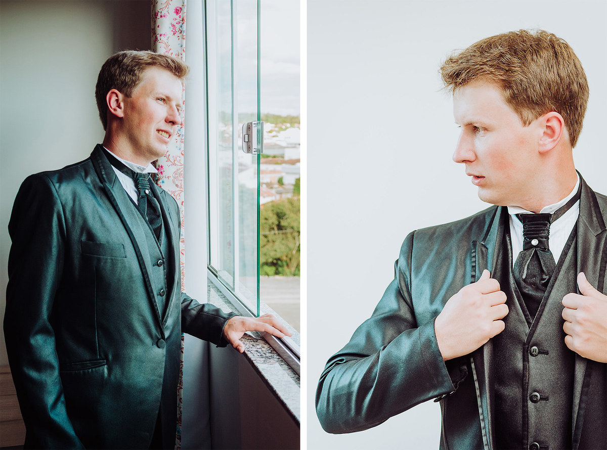 Noivo pronto. Casamento Vanderléia e Ivan em Petrolândia, SC. Fotografia de Eduardo Pasqualini, fotógrafo de casamentos e ensaios em Rio do Sul, Santa Catarina.