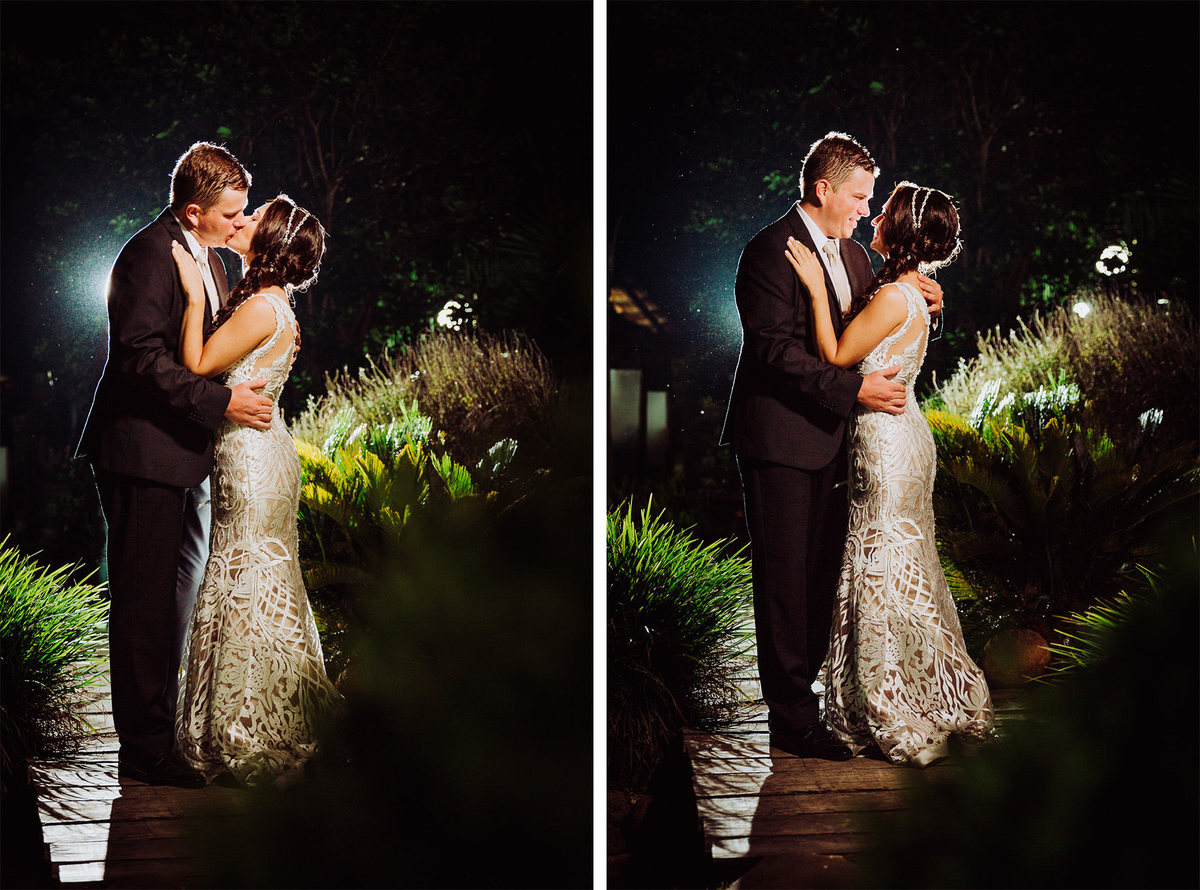 Beijos a noite. Elisabete e Guilherme. Catedral São João Batista, Sítio Pontal das Águas, Albertina. Fotografia de Eduardo Pasqualini, fotógrafo de casamento, família e ensaios em Rio do Sul, Santa Catarina.