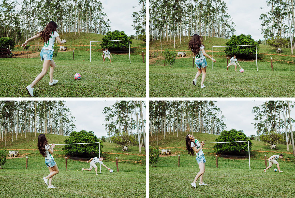 O melhor chute a gol do mundo.. Palmeiras. Ensaio Pré-Casamento Marina e Edson em Rio do Oeste, Sítio Vô Inácio. Fotografia de Eduardo Pasqualini, fotógrafo de casamento, família e ensaios em Rio do Sul, Santa Catarina.