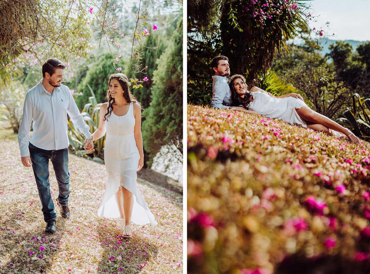 Flores. Ensaio pre-casamento, pre-wedding, Graciela Eger e Sergio Tholl. Igreja Luterana. Fotografia de Eduardo Pasqualini, fotógrafo de casamento, família e ensaios em Rio do Sul, Santa Catarina.