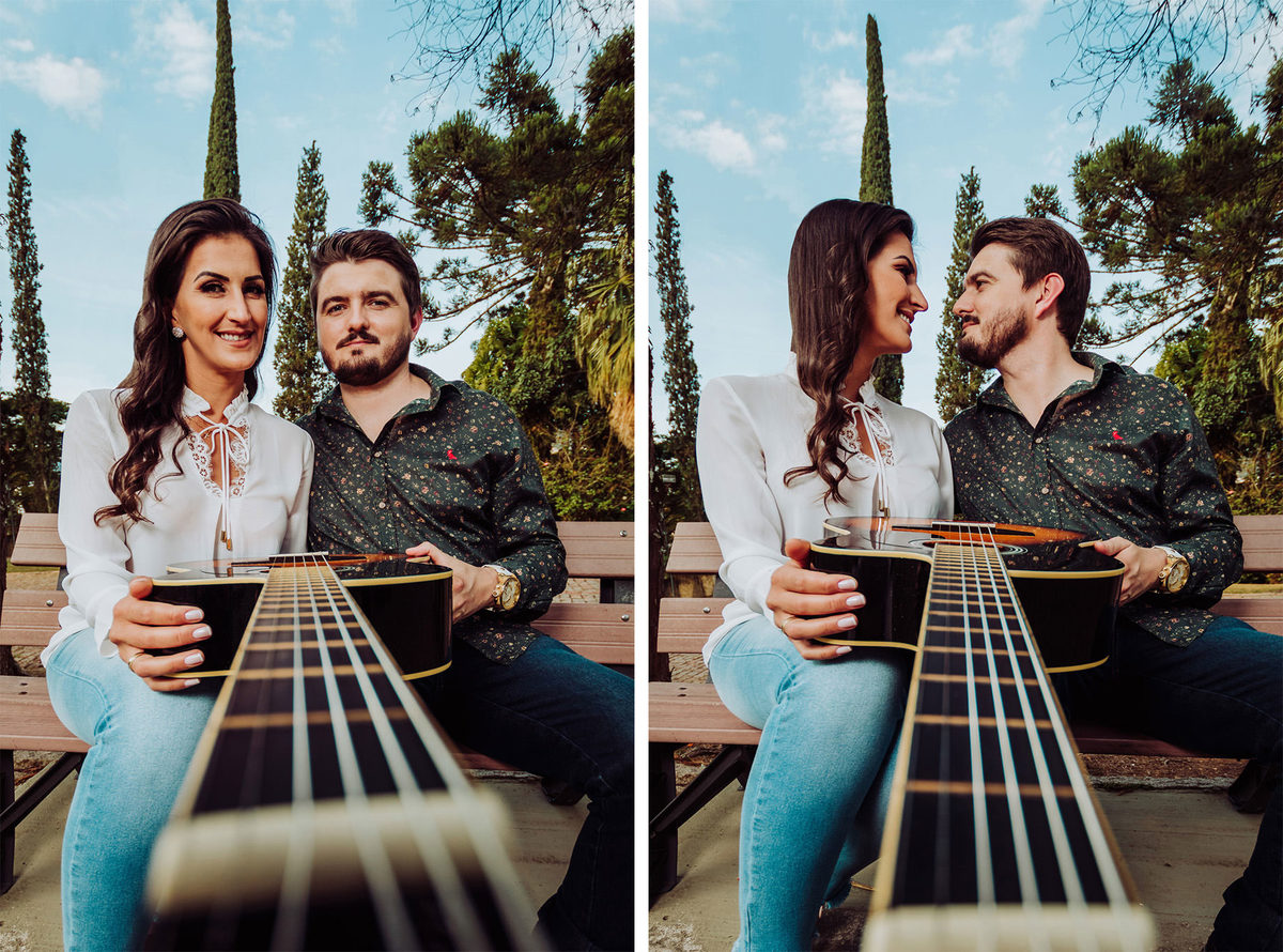 Serenatas paixonadas. Ensaio pre-casamento, pre-wedding, Graciela Eger e Sergio Tholl. Igreja Luterana. Fotografia de Eduardo Pasqualini, fotógrafo de casamento, família e ensaios em Rio do Sul, Santa Catarina.
