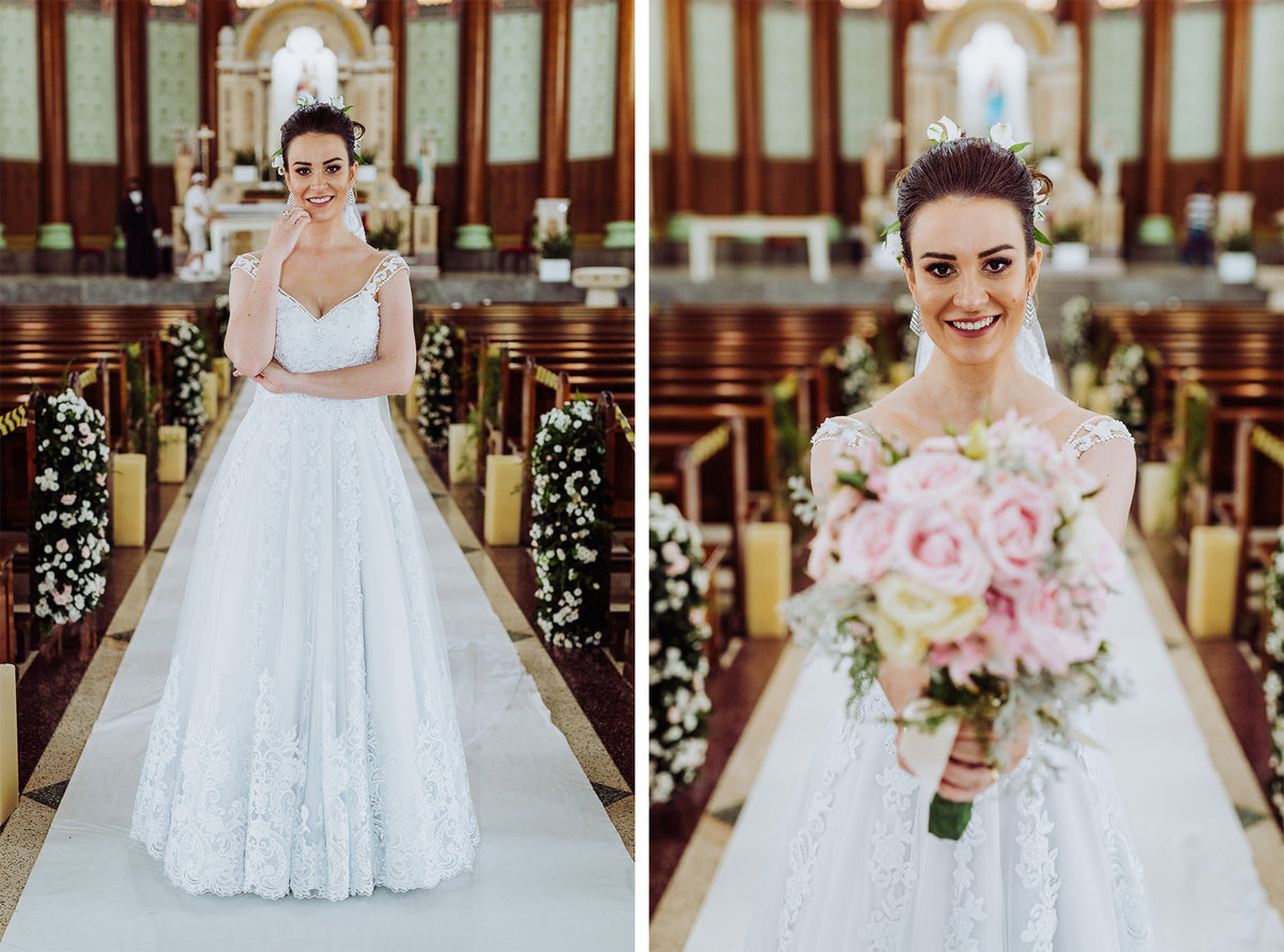 Noiva. Casamento Giovanna e Nelso. Catedral São João Batista. Fotografia de Eduardo Pasqualini, fotógrafo de casamento, família e ensaios em Rio do Sul, Santa Catarina.