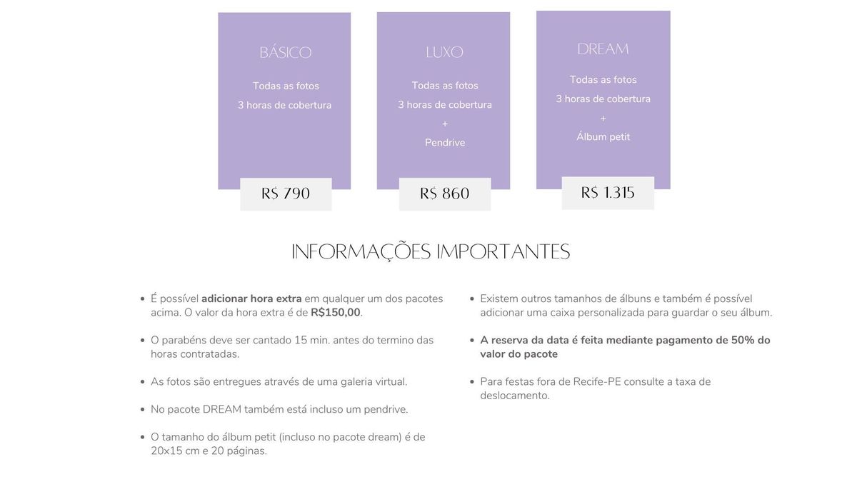 preço fotografa recife