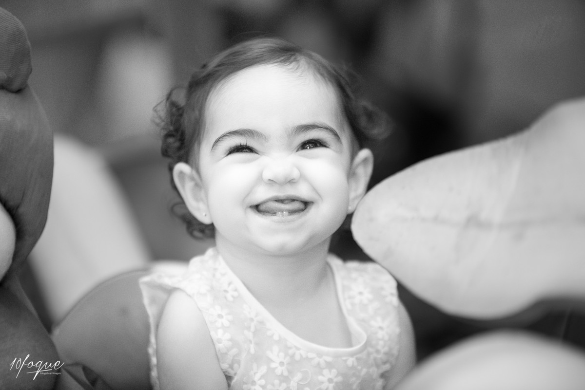 Sorriso linda de Heloísa na sua festa de aniversário de 1 ano realizado em Recife/PE