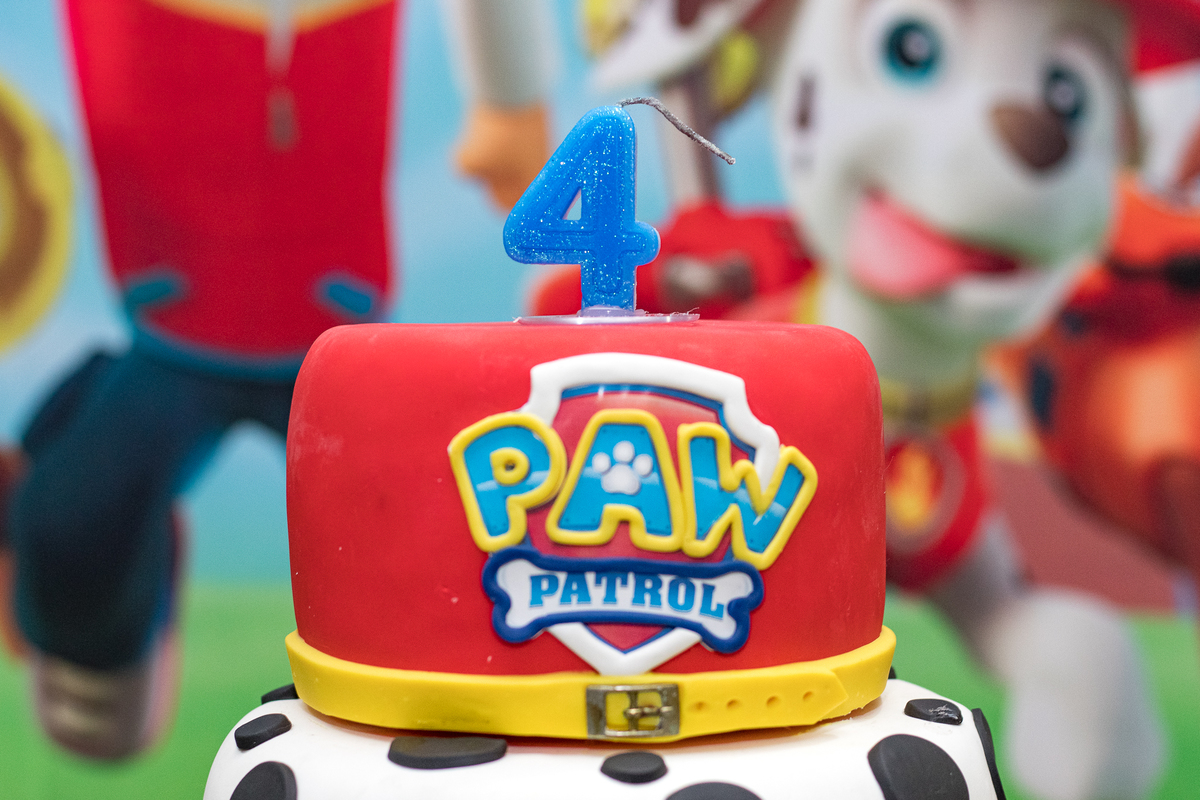 Foto com o detalhe do topo do bolo.