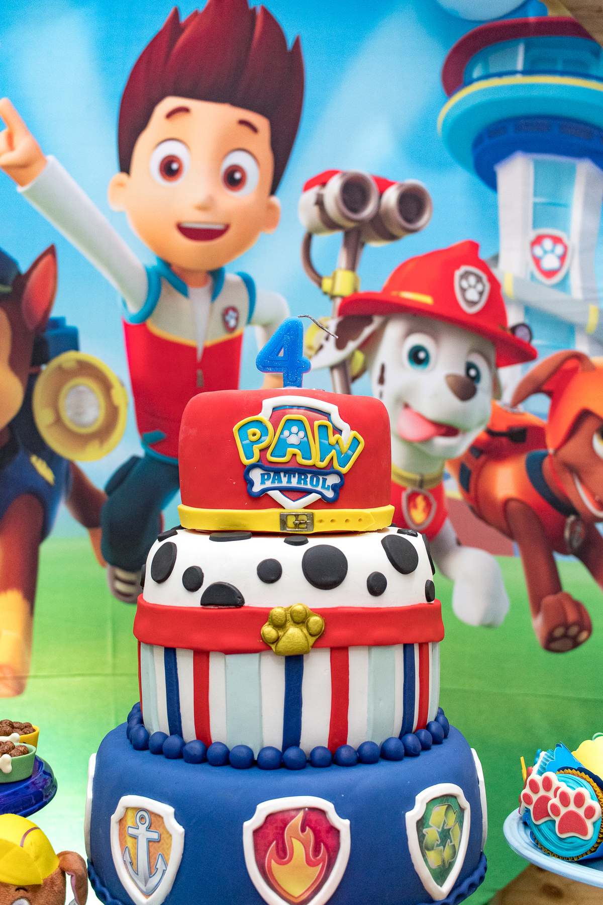 Foto com o detalhe do topo do bolo.