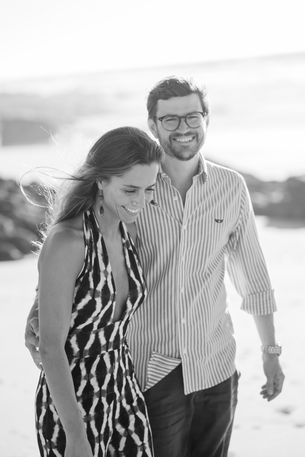 happy couple during engagement photoshoot