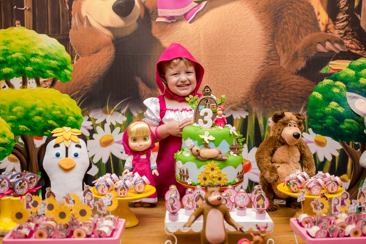 festa infantil decoração masha e o urso menina infantil kids park casa shopping barra da tijuca rio de janeiro