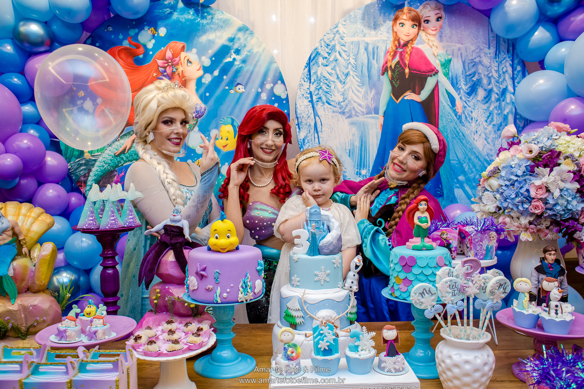 festa infantil princesas frozen pequena sereia fundo do mar ariel elsa anna rio de janeiro barra da tijuca kids park menina decoração