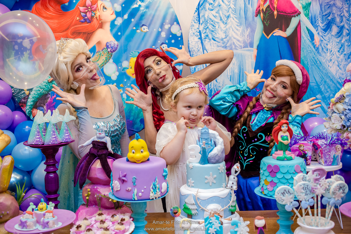 festa infantil princesas frozen pequena sereia fundo do mar ariel elsa anna rio de janeiro barra da tijuca kids park menina decoração
