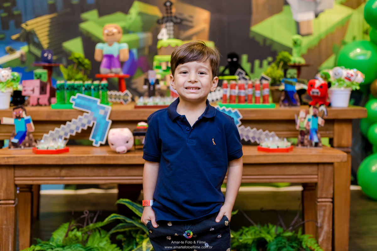festa, infantil, tema, minecraft, decoração, fotógrafo