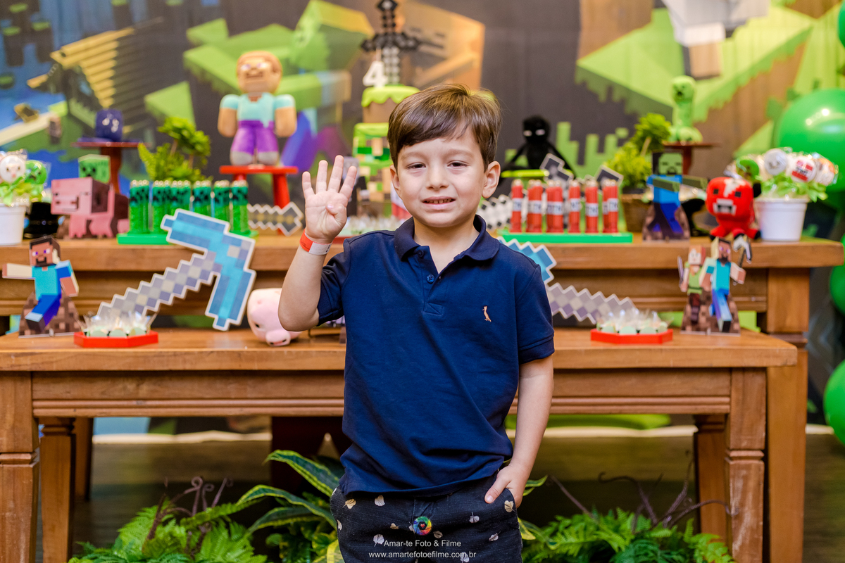 festa, infantil, tema, minecraft, decoração, fotógrafo