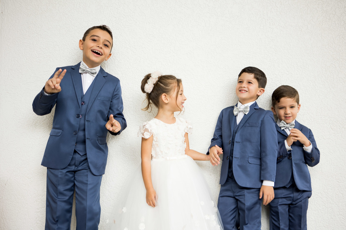 Fotografia profissional para casamento daminha e pajens