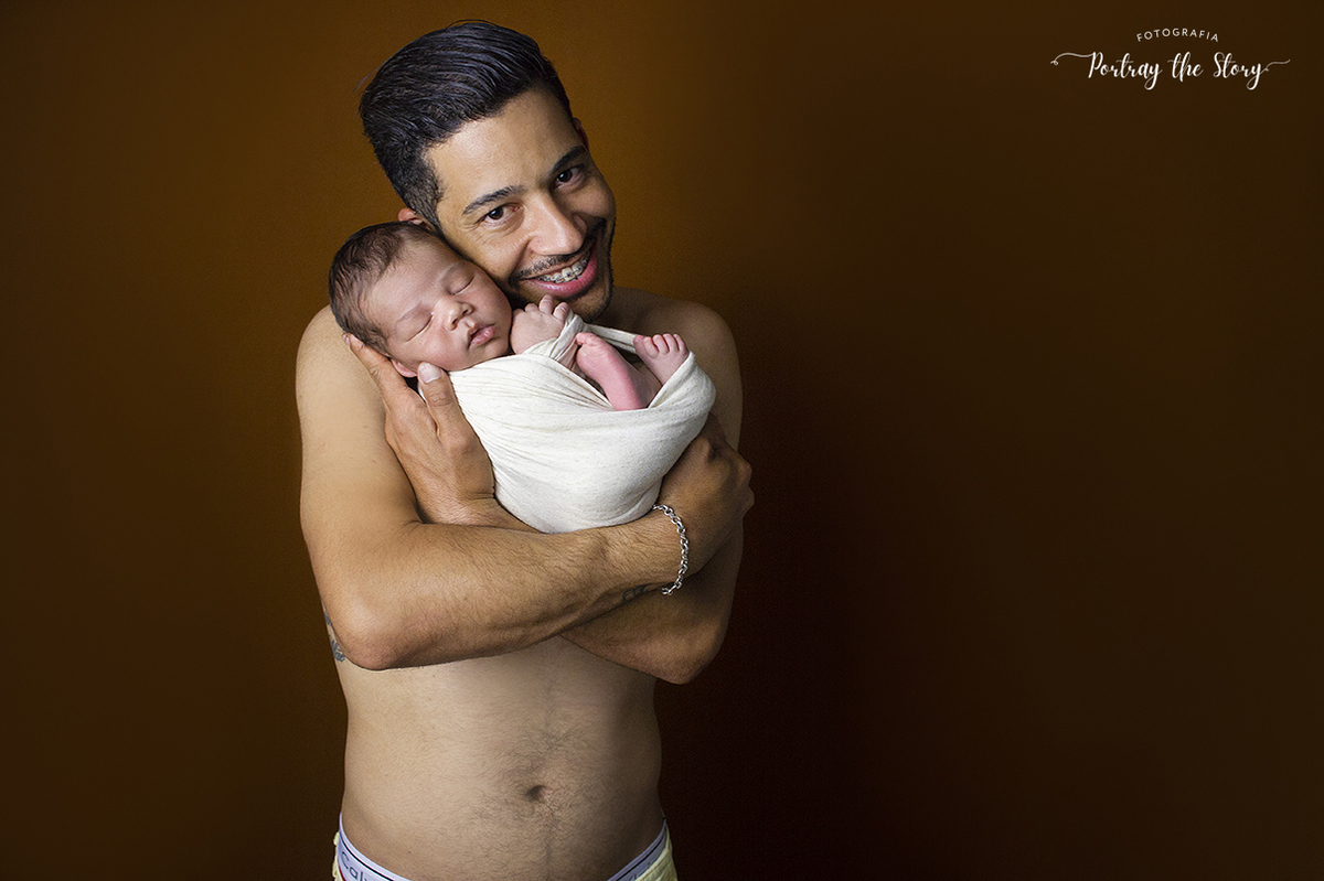 ensaio newborn com o pai em mauá