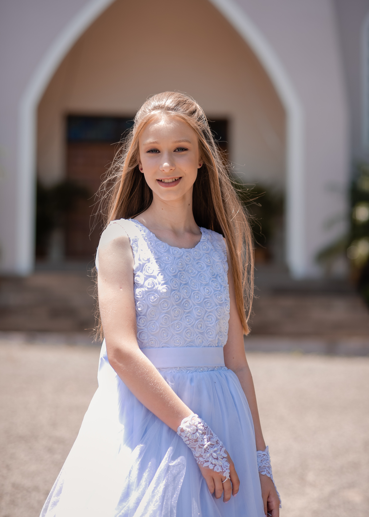 Fotos ao ar livre na Primeira Eucaristia da Kelly Milena Froehlich 