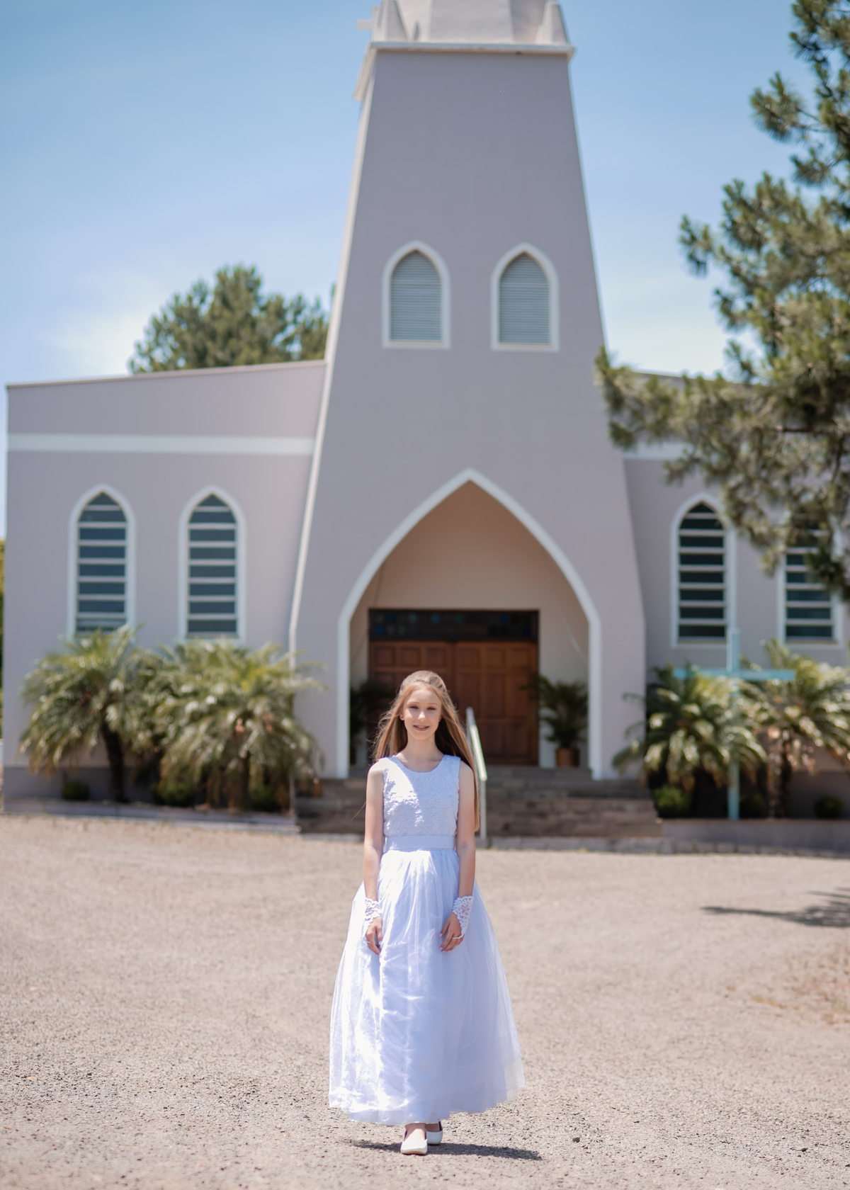 Fotos ao ar livre na Primeira Eucaristia da Kelly Milena Froehlich 