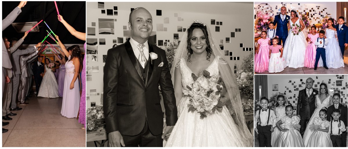 a chegada do casal na recepção