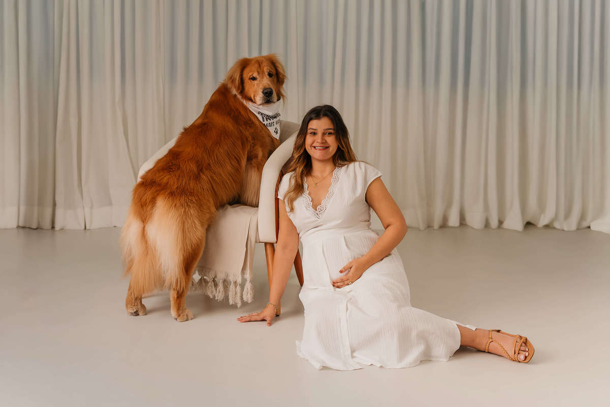 Ensaio Gestante com Pet: Matteo e a Espera pela Chegada do Davi - Rio de janeiro - golden retriever - Barra da Tijuca  - estudio pet