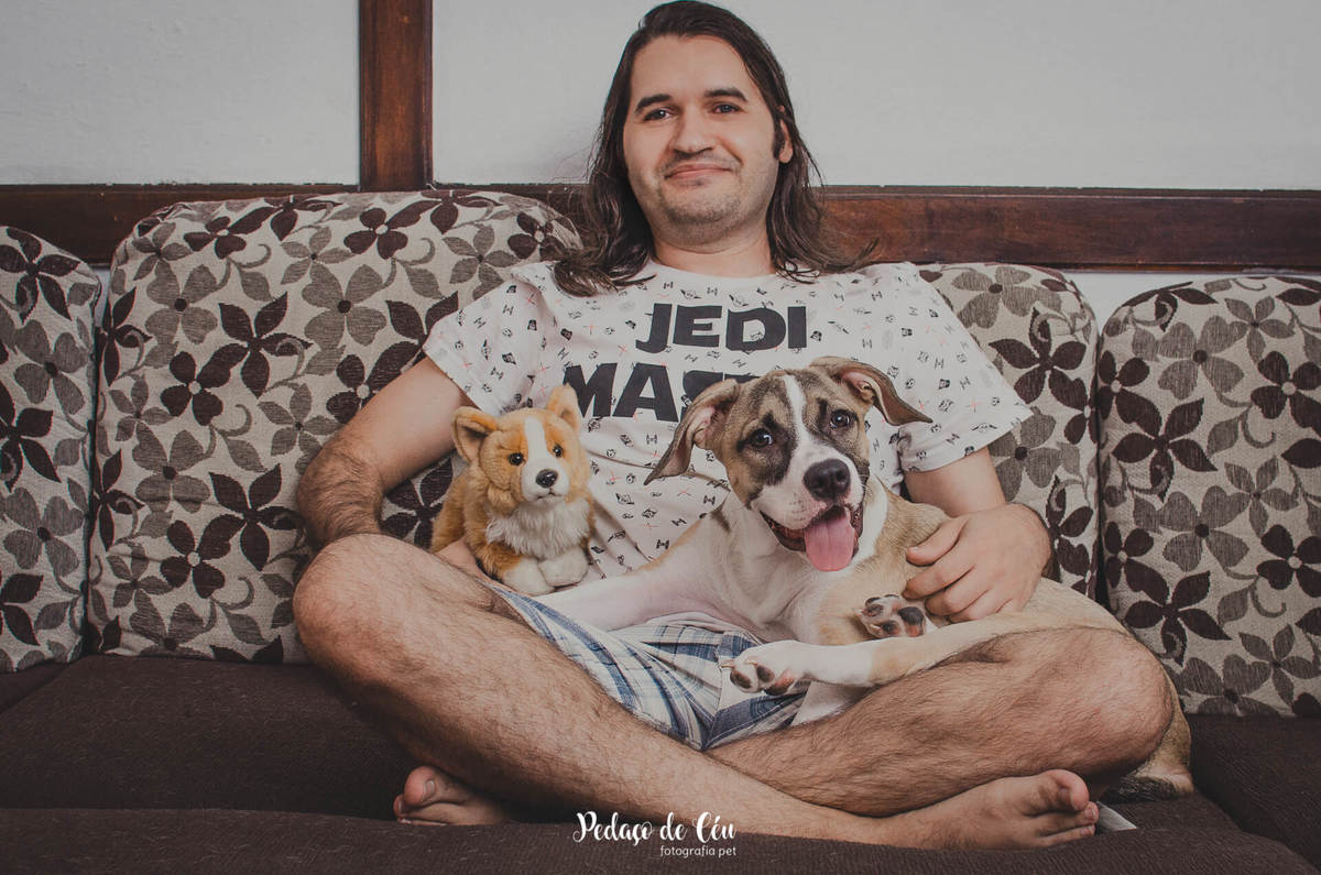 ensaio pet família em casa