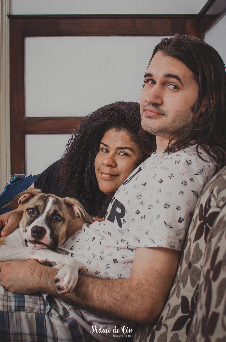 retrato pet família em casa