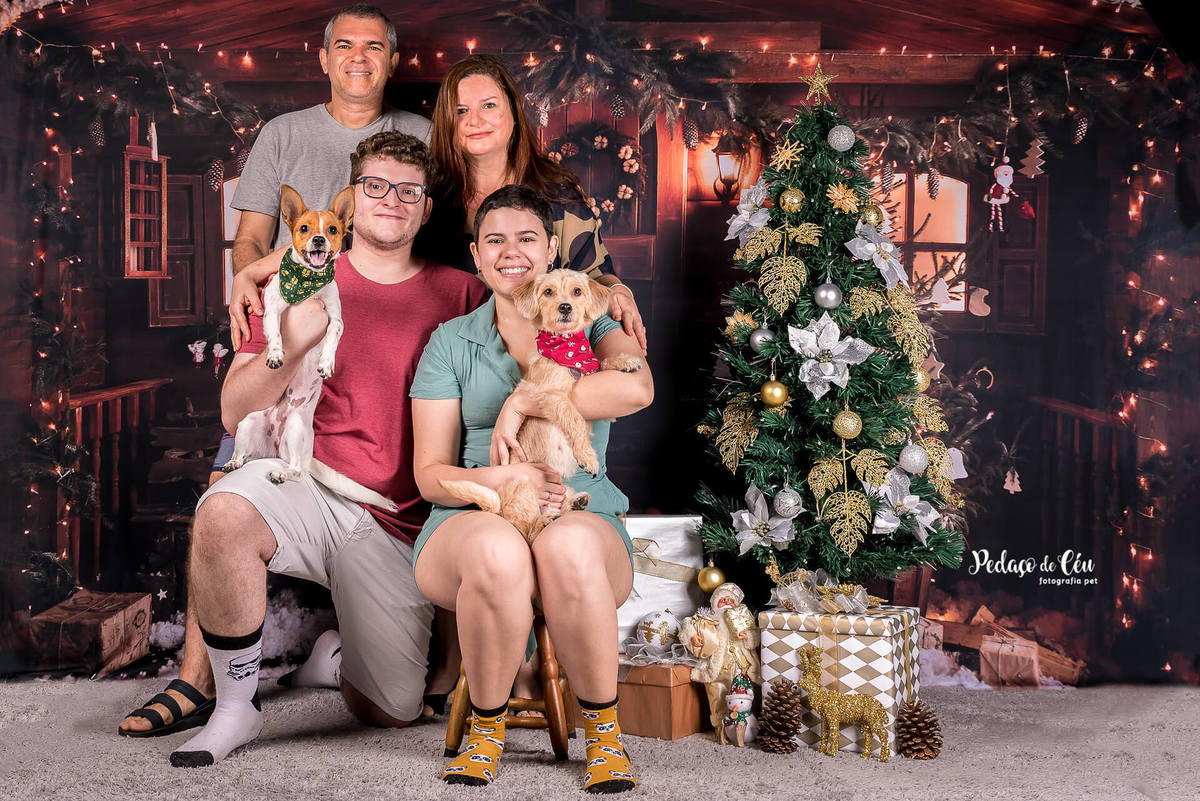 foto pet de natal família Rio de Janeiro