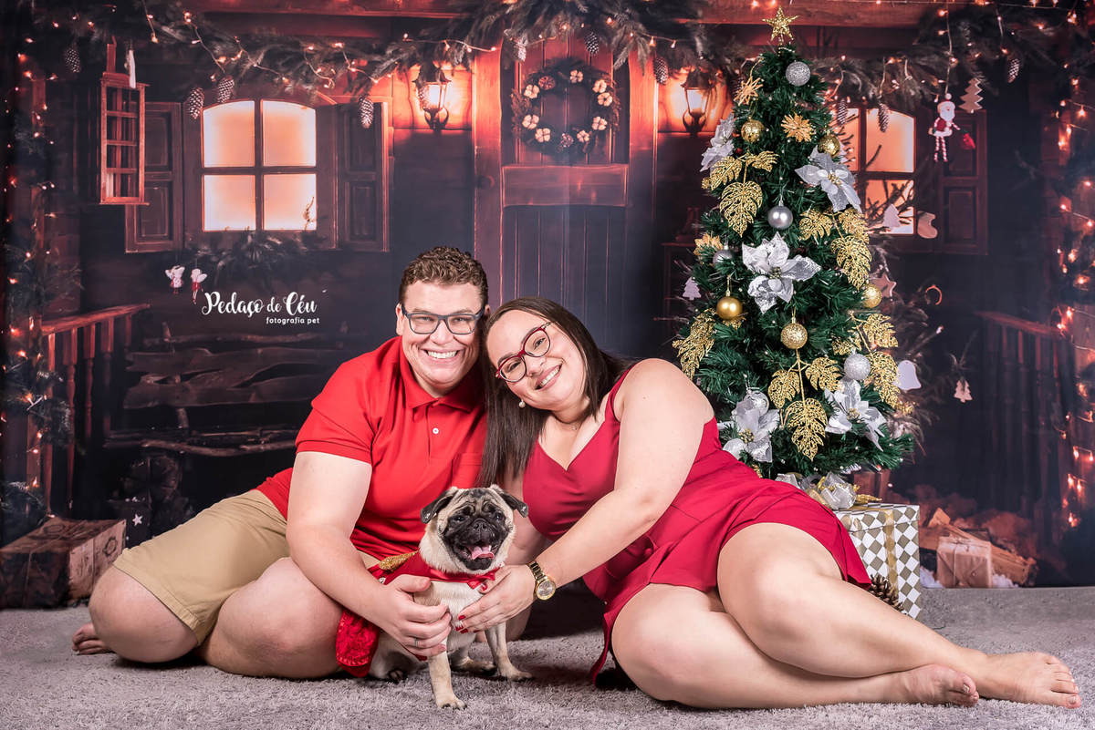 foto pet de natal família Rio de Janeiro