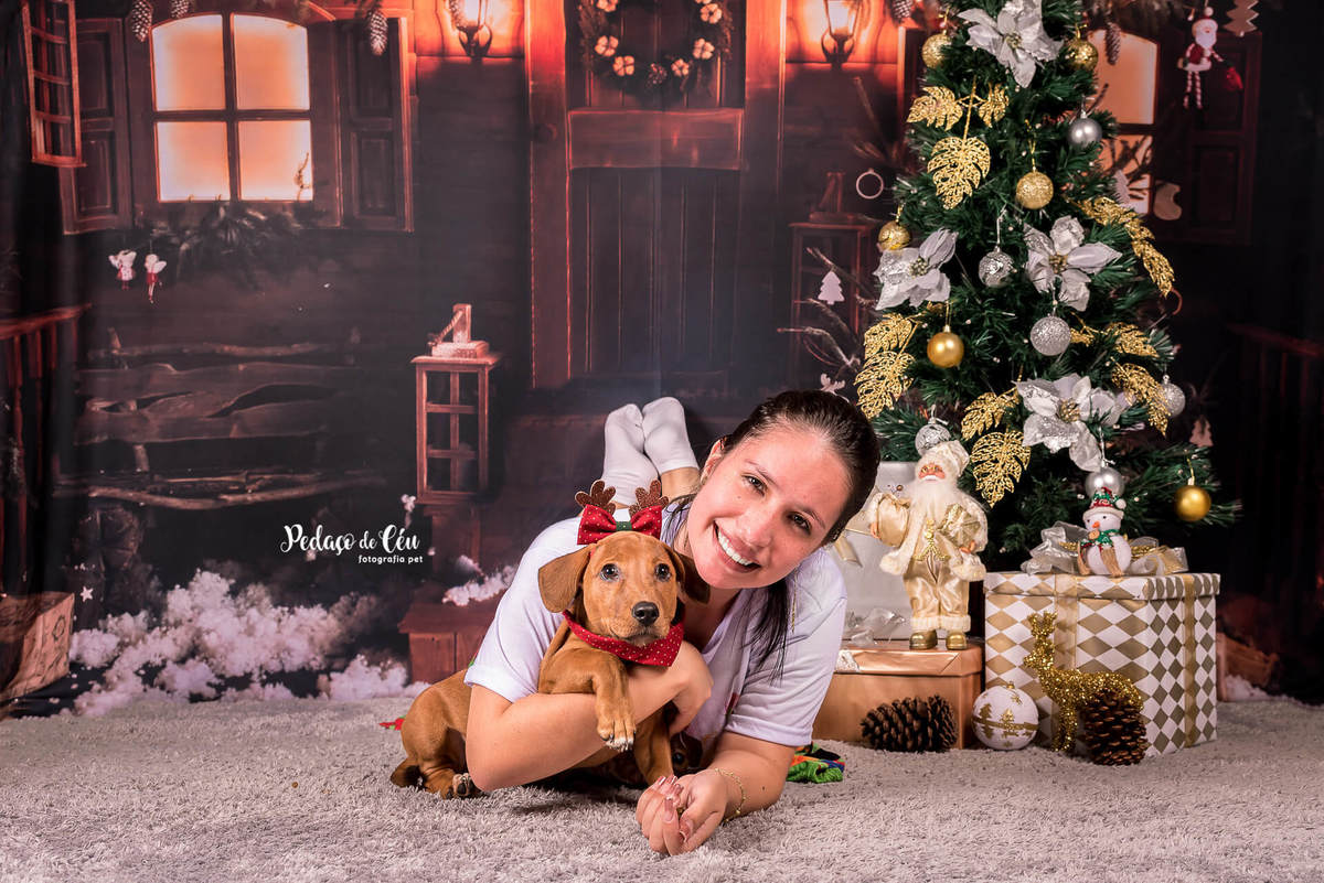 foto pet de natal família Rio de Janeiro