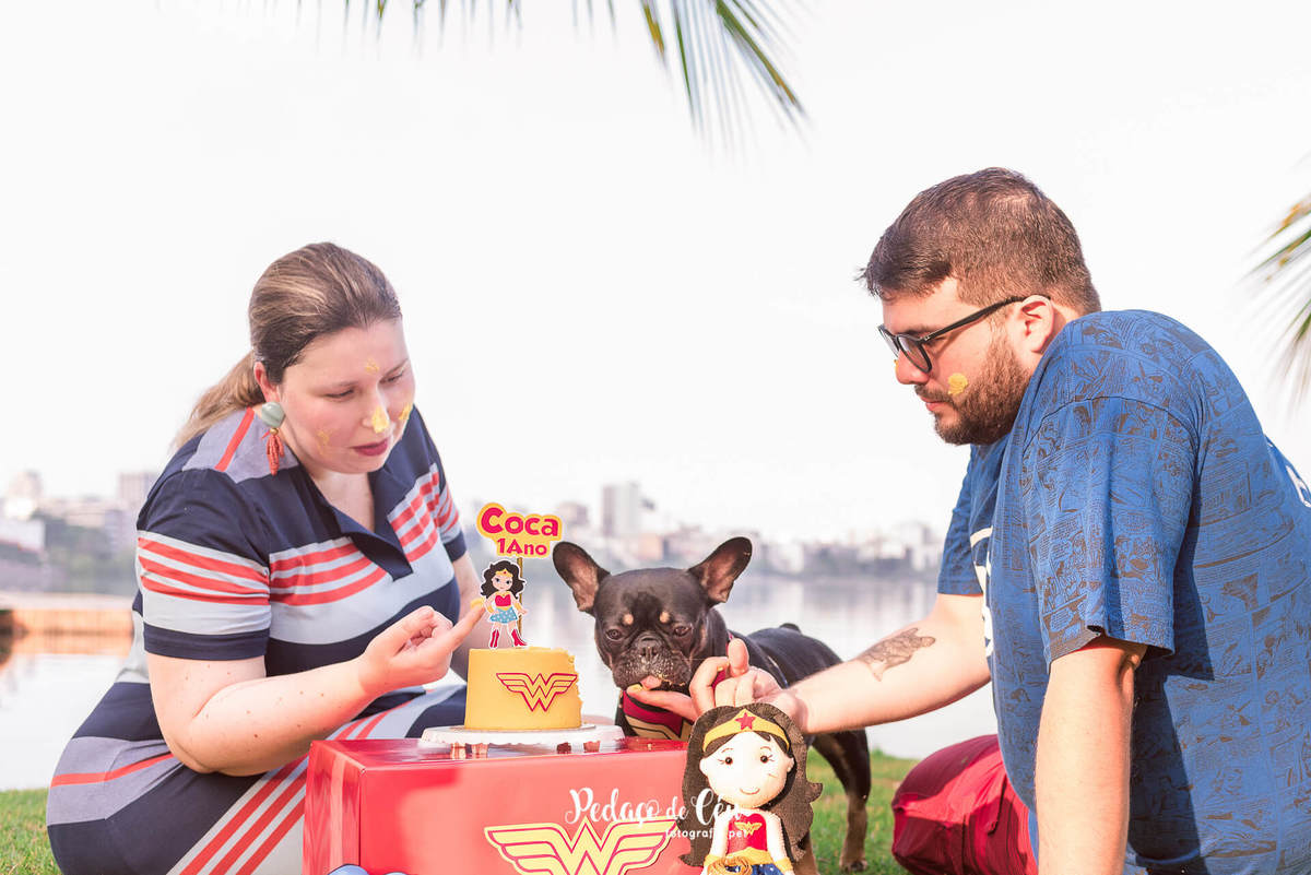 Ensaio Smash the Cake Pet Mulher Maravilha