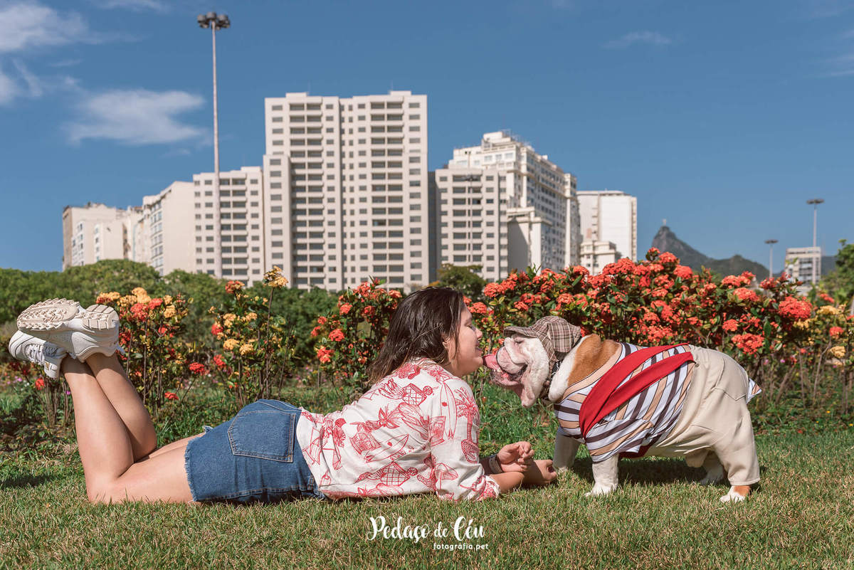 Fotografia pet Bulldog inglês rj - Aterro do Flamengo