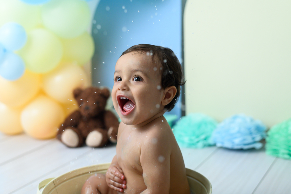 sessão de fotos banho bebê smash the cake 1 ano sp