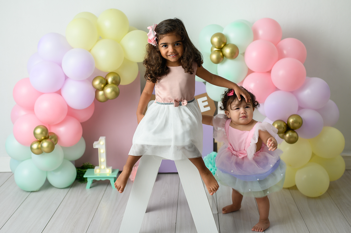 Ensaio de 1 ano irmãs estúdio sp