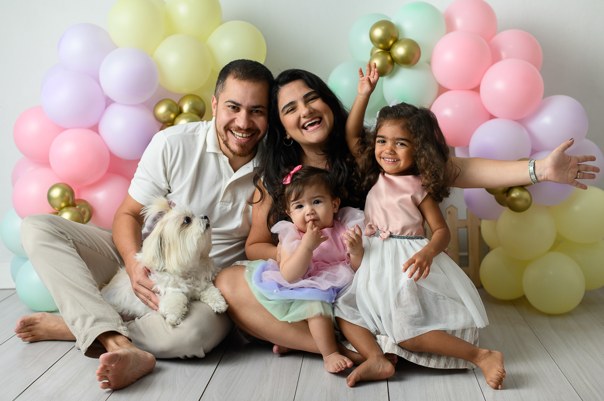 ensaio de 1 ano em família estúdio são paulo