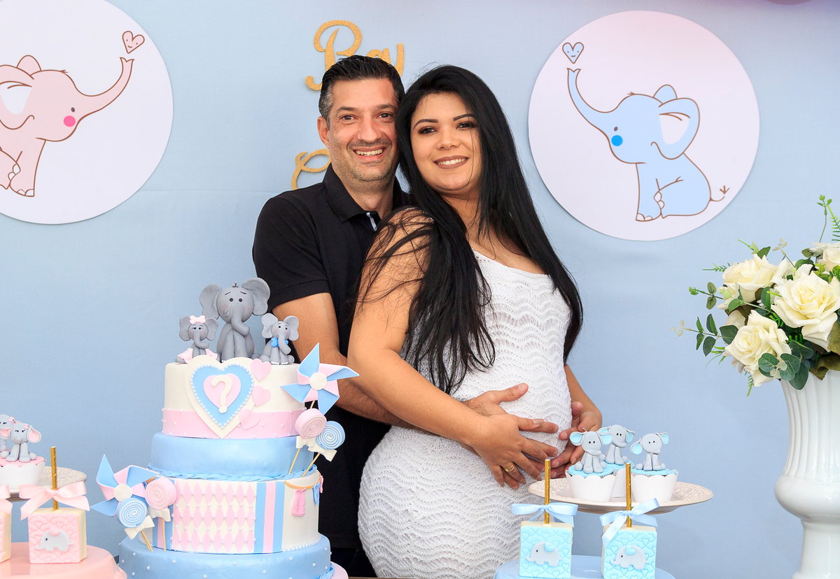 chá revelação casal unido