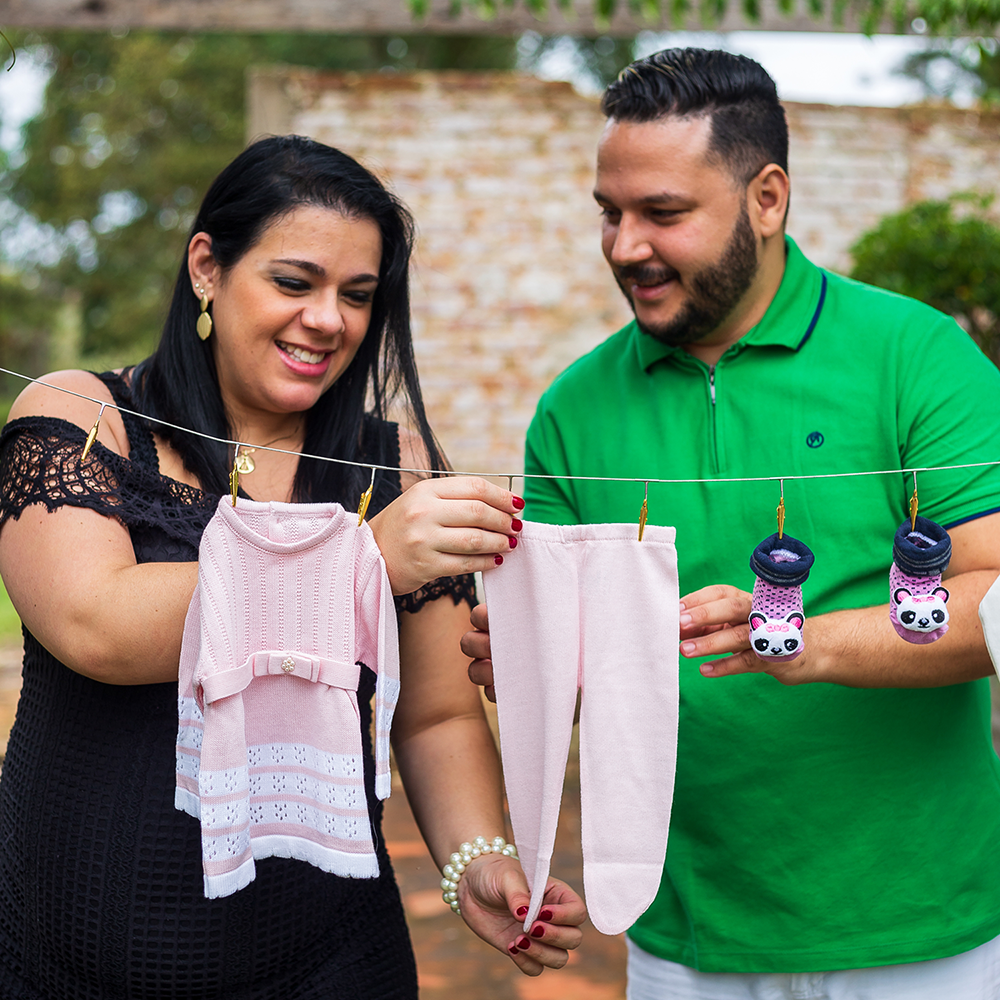 dicas de ensaio gestante varal de roupinhas