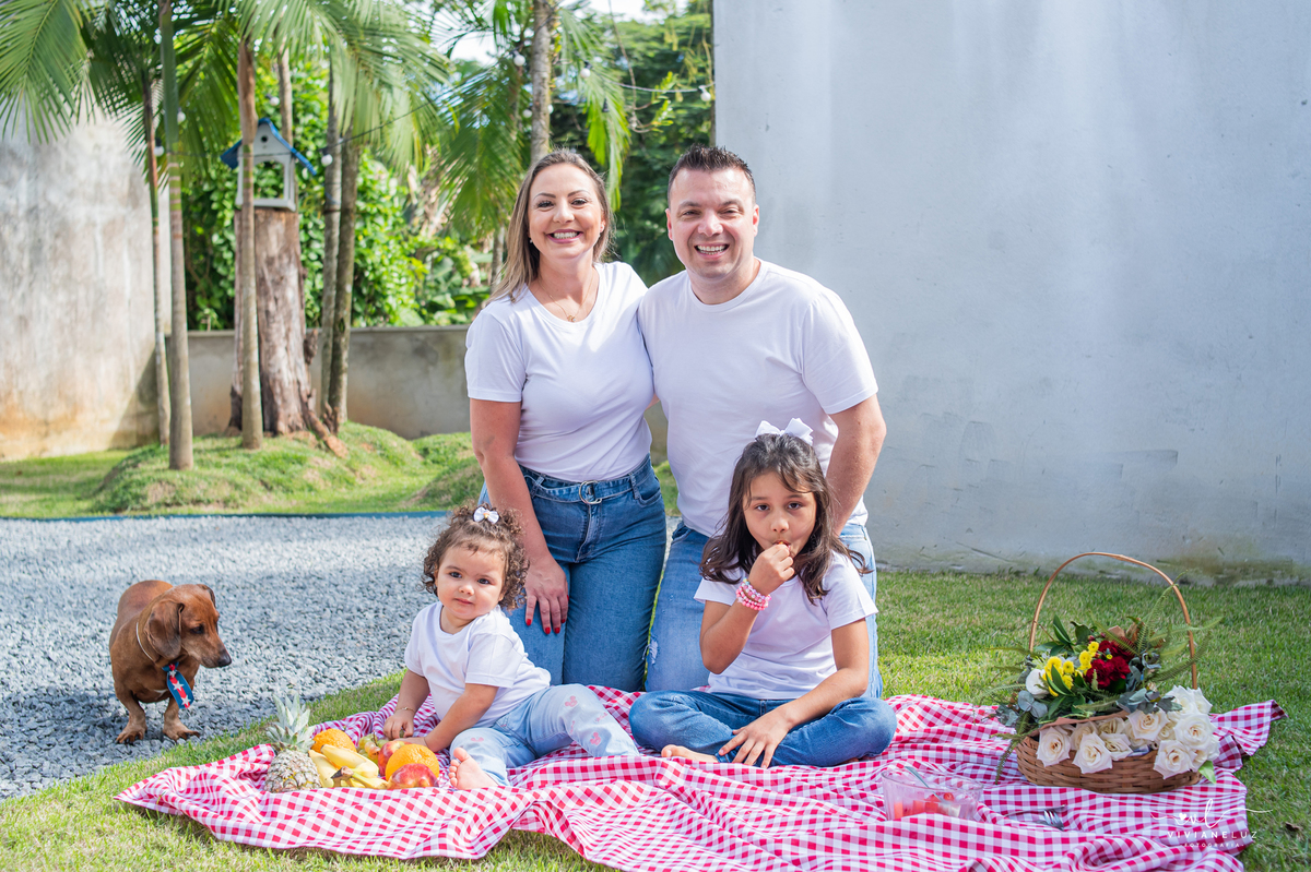 piquenique em familia sessão externa