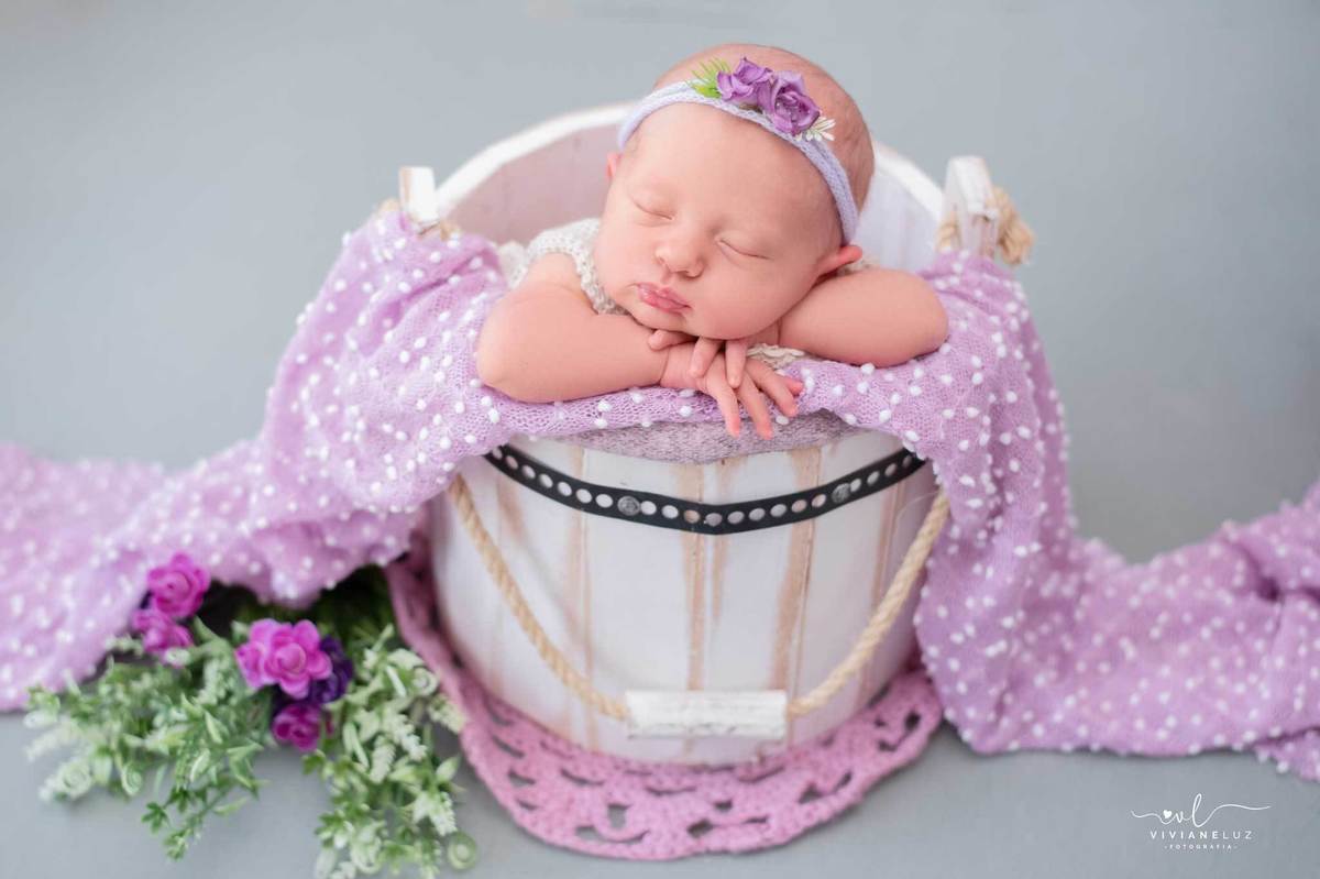 uma florzinha no jardim lilas roxo e verde newborn de menina