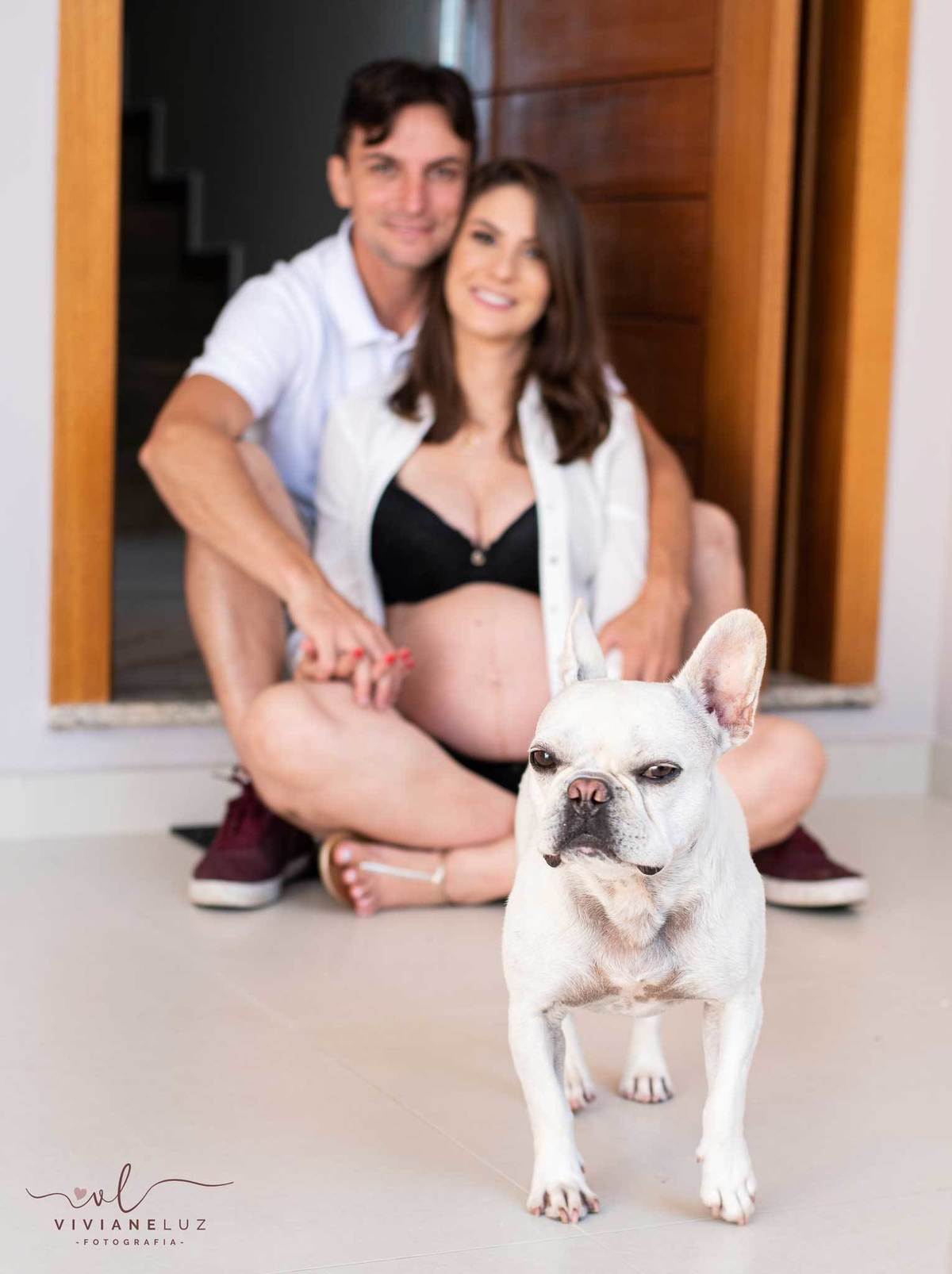 foto com pets no ensaio gestante