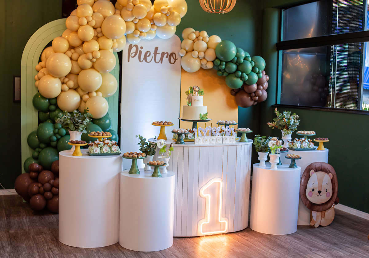 painel de aniversario tema safari chique