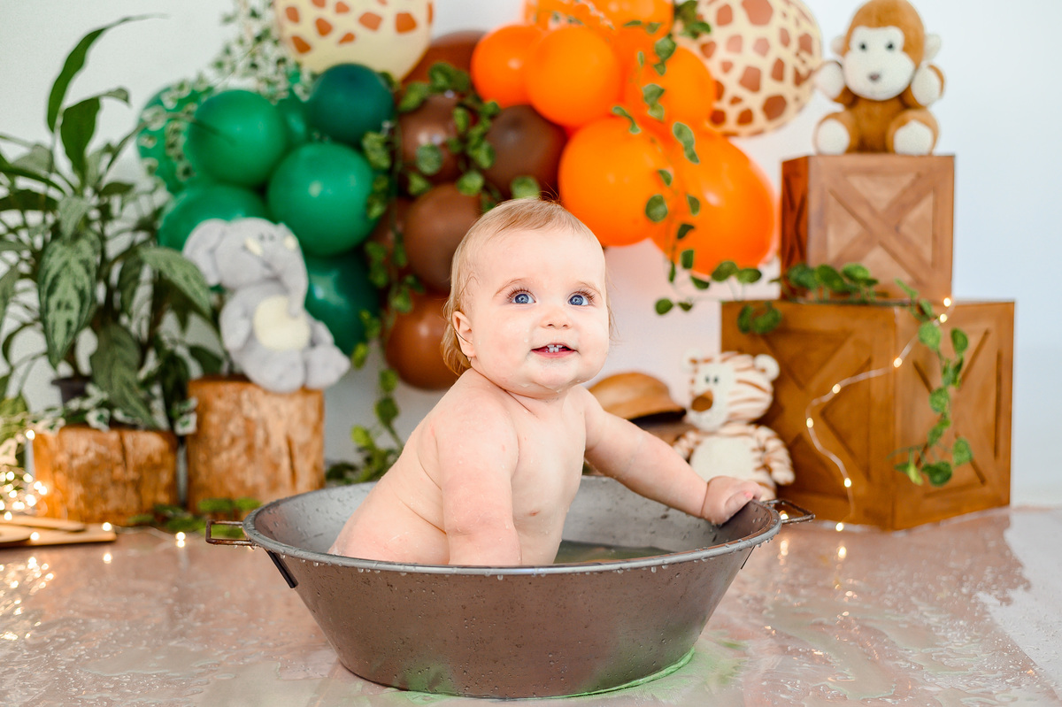 um banho gostoso de um aninho