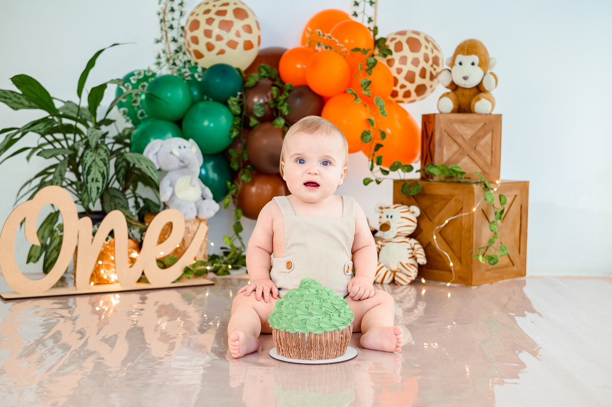 smash com bolo verde tema safari