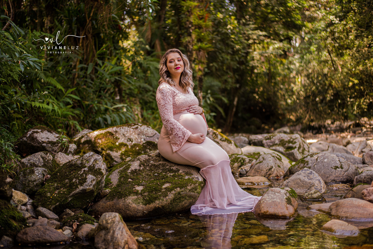 fotos de gestante na natureza rio cachoeira estrada bonita joinville