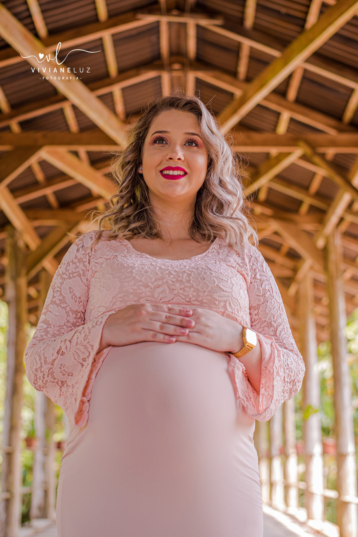 ensaio gestante na ponte coberta em joinville