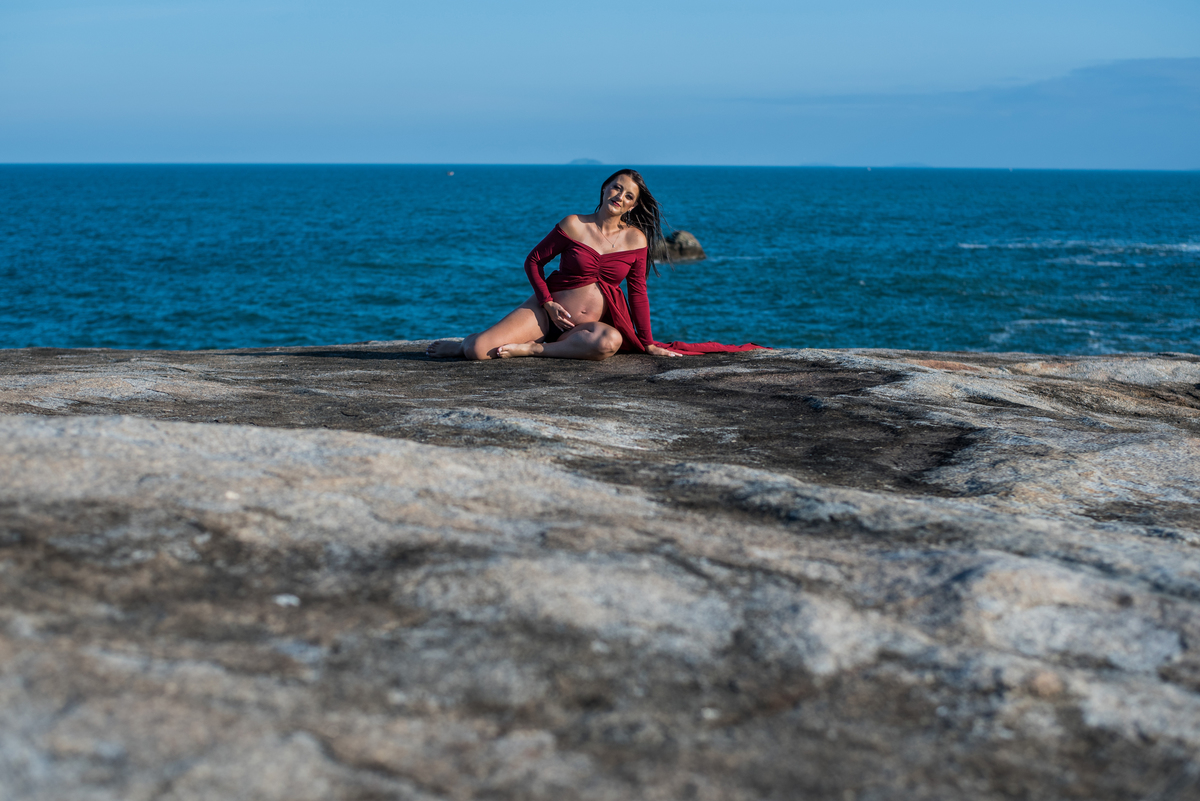 ensaio de gestante na praia