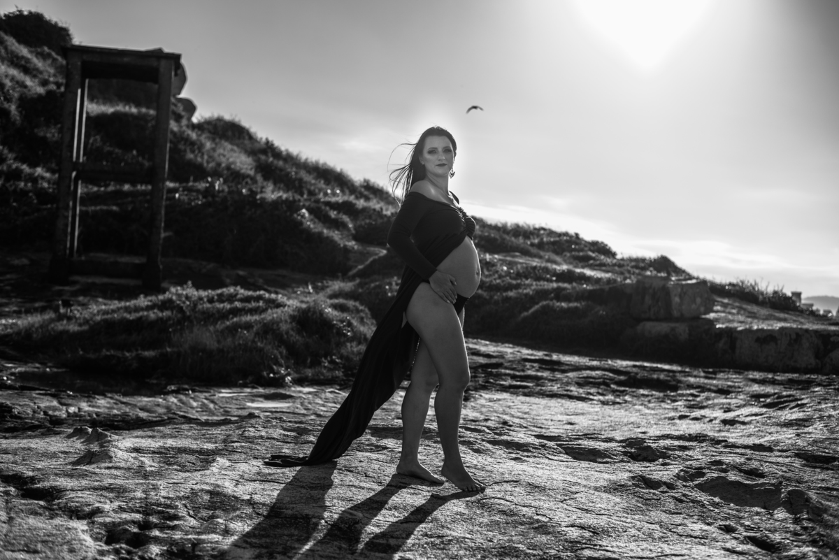 fim de tarde na praia ensaio gestante